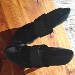 Black suede platforms